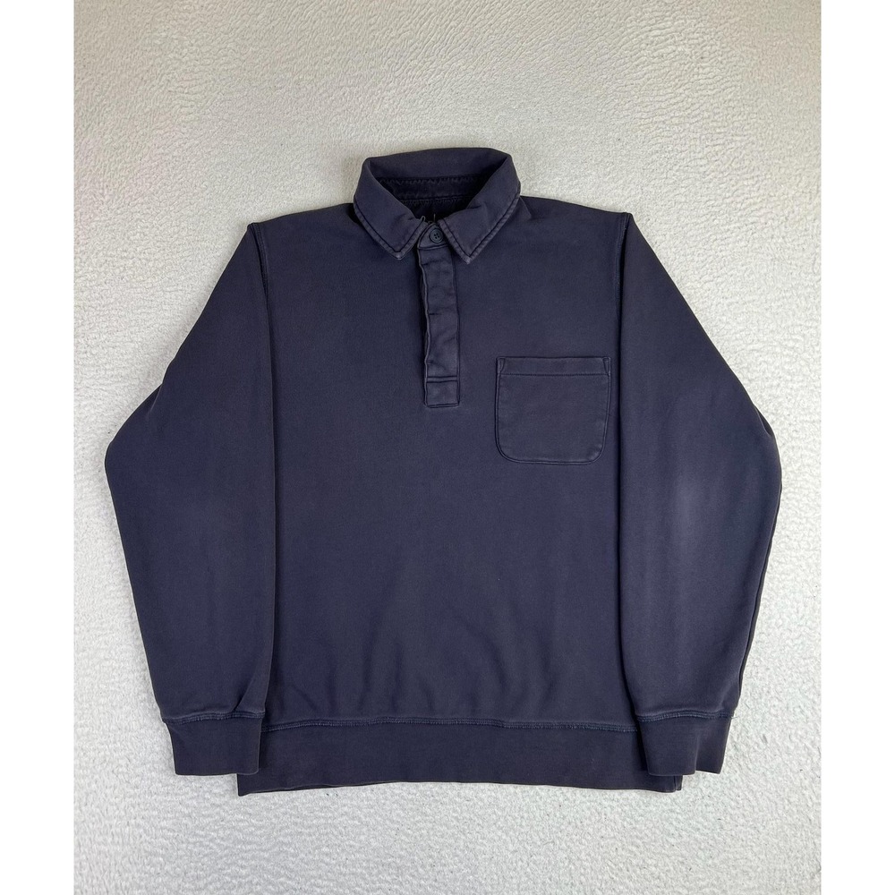 Boden Mens Medium Blue Pullover Sweatshirt Collared Cotton Pocket M0933 RN118027